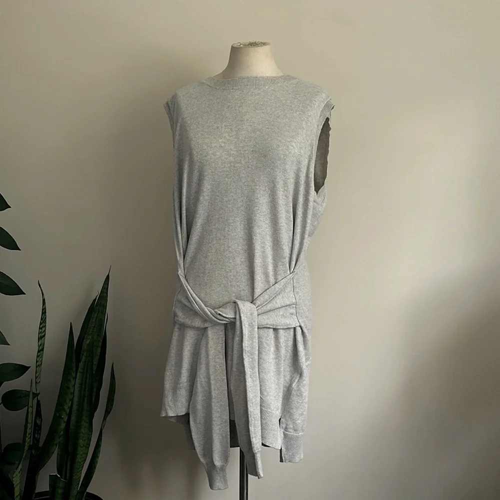 CURRENT/ELLIOTT Cotton Cashmere Mix Gray Sleeveless Sweater Dress sz Large 3 - Picture 8 of 8